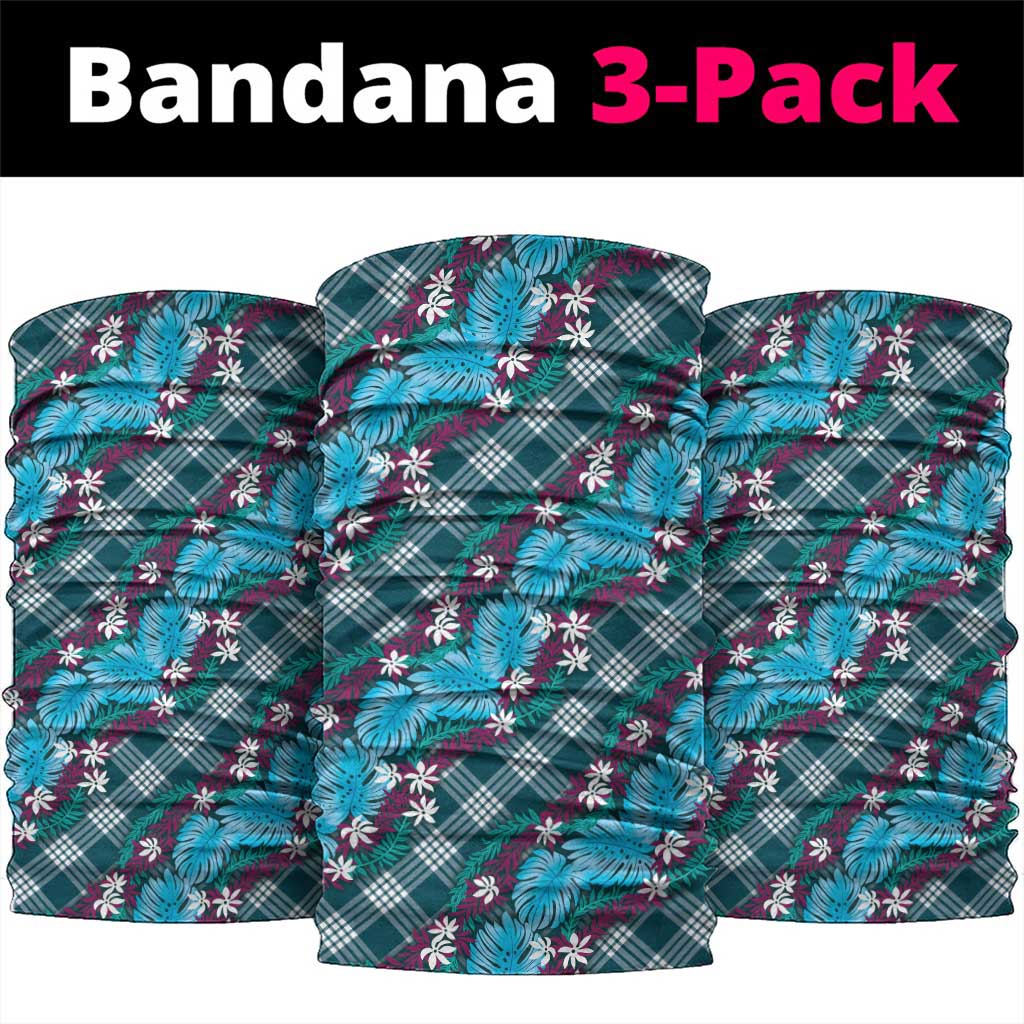 Polynesian Monstera Tiare Floral Neck Gaiter Dark Teal Tropical Plaid LT01 package One Size: 25*50cm Teal - Polynesian Pride