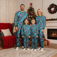 Polynesian Monstera Tiare Floral Christmas Pajama Set Dark Teal Tropical Plaid LT01 - Polynesian Pride