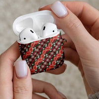 Polynesian Monstera Tiare Floral AirPods Case Burgundy Tropical Plaid LT01 - Polynesian Pride