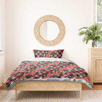 Polynesian Monstera Tiare Floral Bedding Set Burgundy Tropical Plaid LT01 - Polynesian Pride
