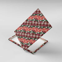 Polynesian Monstera Tiare Floral Canvas Wall Art Burgundy Tropical Plaid - Polynesian Pride