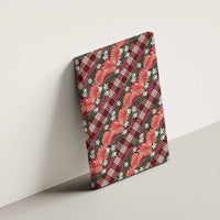 Polynesian Monstera Tiare Floral Canvas Wall Art Burgundy Tropical Plaid - Polynesian Pride
