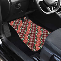 Polynesian Monstera Tiare Floral Car Mats Burgundy Tropical Plaid - Polynesian Pride