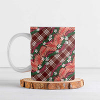 Polynesian Monstera Tiare Floral Ceramic Mug Burgundy Tropical Plaid LT01 Red - Polynesian Pride