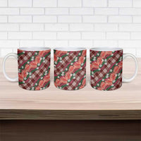 Polynesian Monstera Tiare Floral Ceramic Mug Burgundy Tropical Plaid LT01 - Polynesian Pride