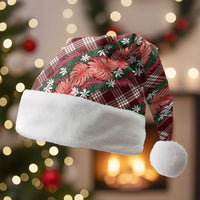 Polynesian Monstera Tiare Floral Christmas Santa Hat Burgundy Tropical Plaid - Polynesian Pride