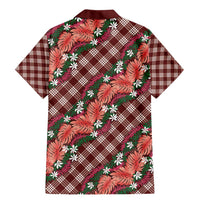 Polynesian Monstera Tiare Floral Family Matching Mermaid Dress and Hawaiian Shirt Burgundy Tropical Plaid LT01 - Polynesian Pride