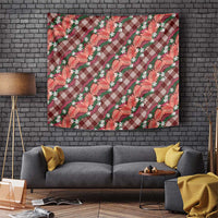 Polynesian Monstera Tiare Floral Tapestry Burgundy Tropical Plaid LT01 Red - Polynesian Pride