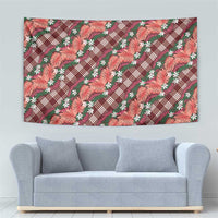 Polynesian Monstera Tiare Floral Tapestry Burgundy Tropical Plaid LT01 - Polynesian Pride