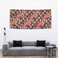 Polynesian Monstera Tiare Floral Tapestry Burgundy Tropical Plaid LT01 - Polynesian Pride