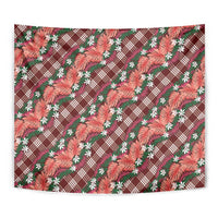 Polynesian Monstera Tiare Floral Tapestry Burgundy Tropical Plaid LT01 - Polynesian Pride