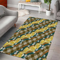 Polynesian Monstera Tiare Floral Area Rug Yellow Tropical Plaid LT01 - Polynesian Pride