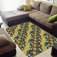 Polynesian Monstera Tiare Floral Area Rug Yellow Tropical Plaid LT01 - Polynesian Pride