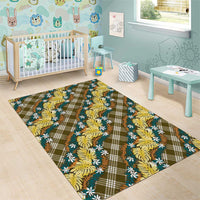 Polynesian Monstera Tiare Floral Area Rug Yellow Tropical Plaid LT01 - Polynesian Pride