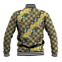 Polynesian Monstera Tiare Floral Baseball Jacket Yellow Tropical Plaid LT01 - Polynesian Pride