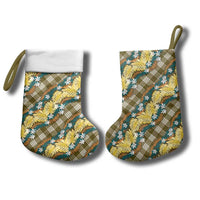 Polynesian Monstera Tiare Floral Christmas Stocking Yellow Tropical Plaid LT01 - Polynesian Pride