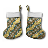 Polynesian Monstera Tiare Floral Christmas Stocking Yellow Tropical Plaid LT01 - Polynesian Pride