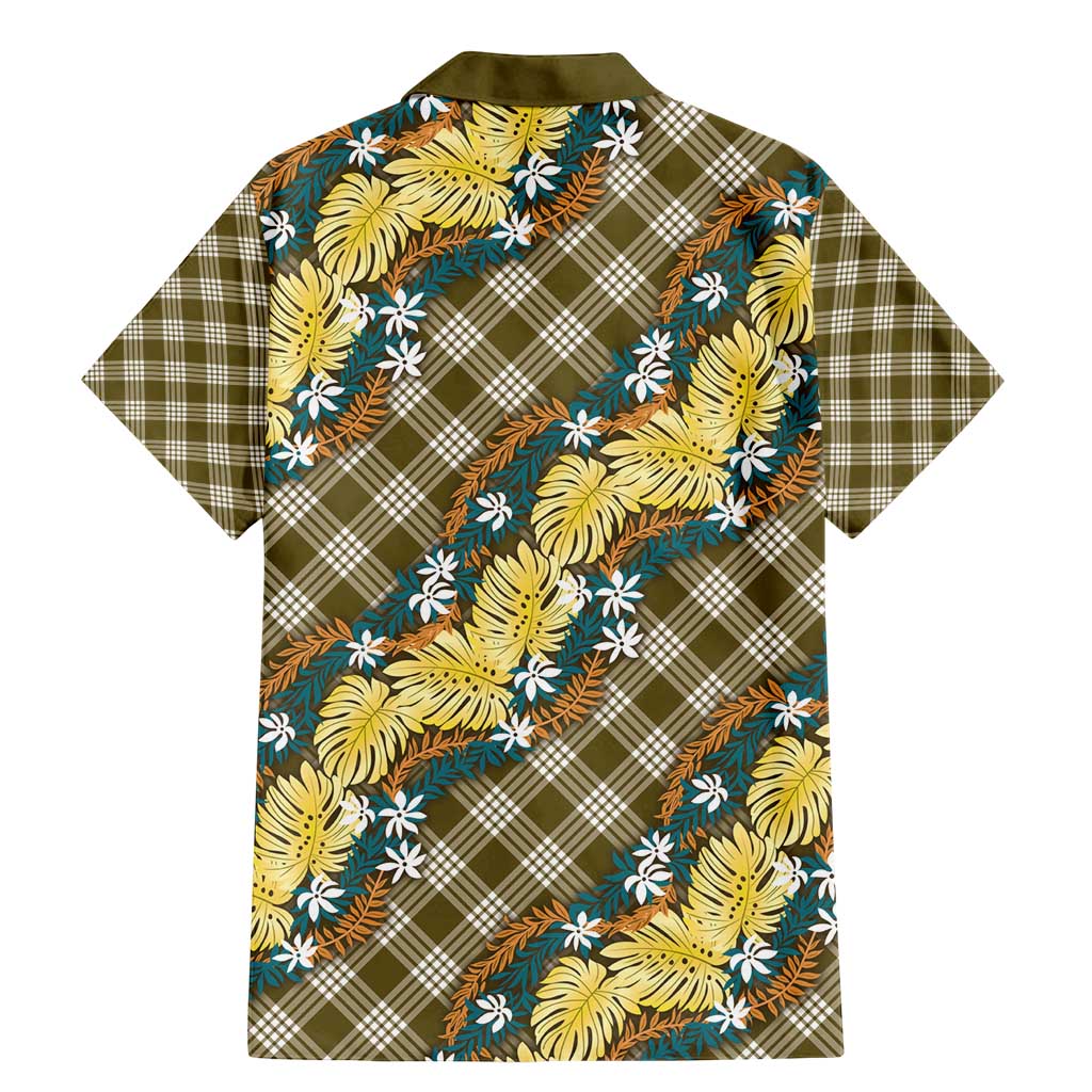 Polynesian Monstera Tiare Floral Family Matching Mermaid Dress and Hawaiian Shirt Yellow Tropical Plaid LT01 - Polynesian Pride