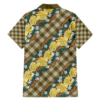 Polynesian Monstera Tiare Floral Family Matching Tank Maxi Dress and Hawaiian Shirt Yellow Tropical Plaid LT01 - Polynesian Pride