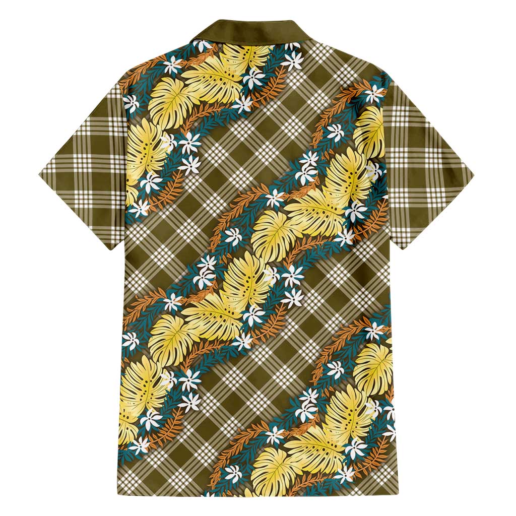 Polynesian Monstera Tiare Floral Hawaiian Shirt Yellow Tropical Plaid - Polynesian Pride