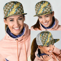 Polynesian Monstera Tiare Floral Mesh Trucker Cap Yellow Tropical Plaid - Polynesian Pride