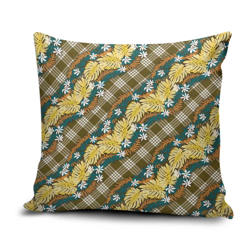 Polynesian Monstera Tiare Floral Pillow Cover Yellow Tropical Plaid LT01 Yellow - Polynesian Pride