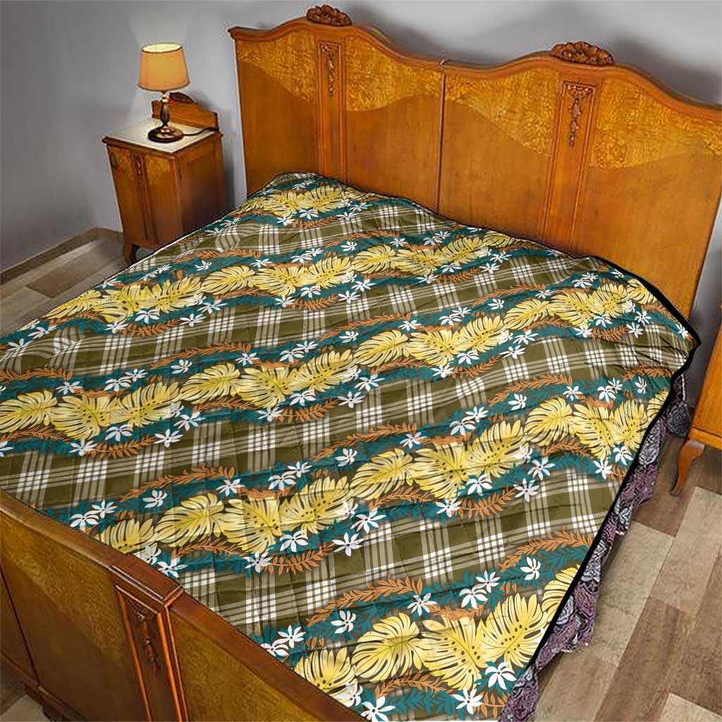 Polynesian Monstera Tiare Floral Quilt Yellow Tropical Plaid LT01 - Polynesian Pride