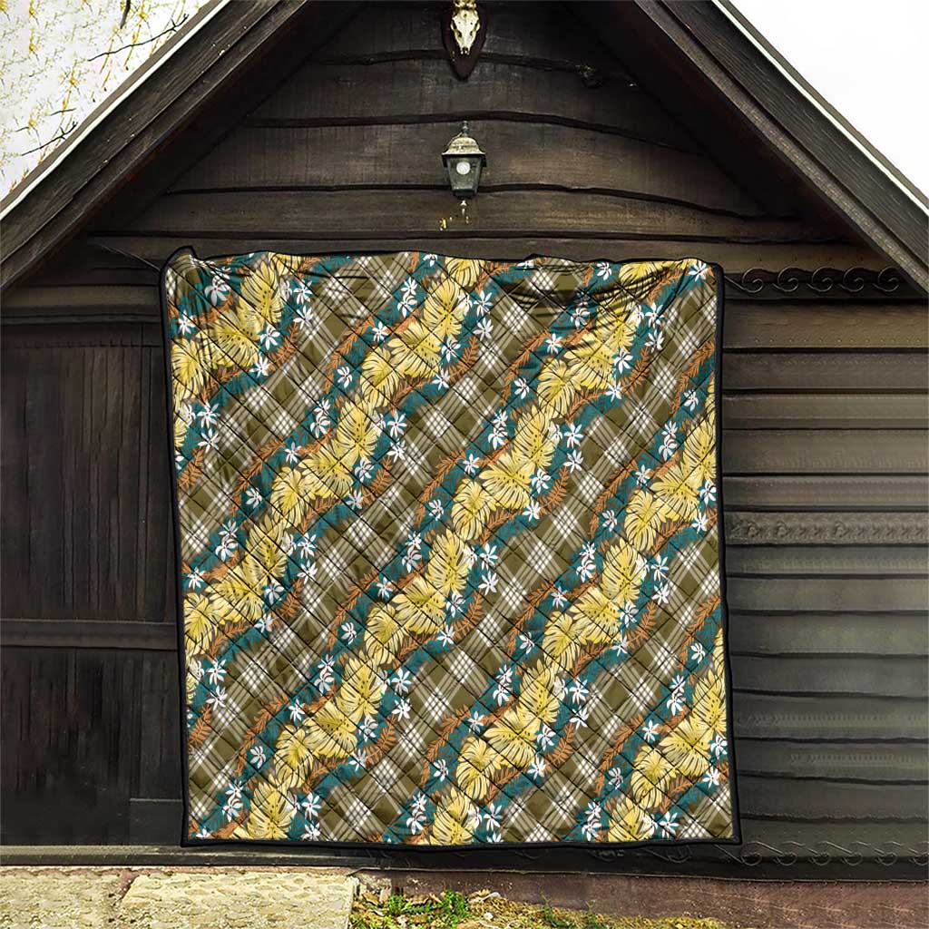 Polynesian Monstera Tiare Floral Quilt Yellow Tropical Plaid LT01 - Polynesian Pride