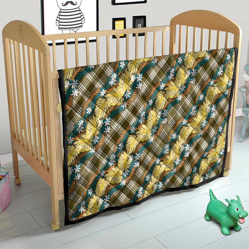 Polynesian Monstera Tiare Floral Quilt Yellow Tropical Plaid LT01 - Polynesian Pride