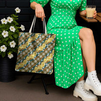 Polynesian Monstera Tiare Floral Tote Bag Yellow Tropical Plaid - Polynesian Pride