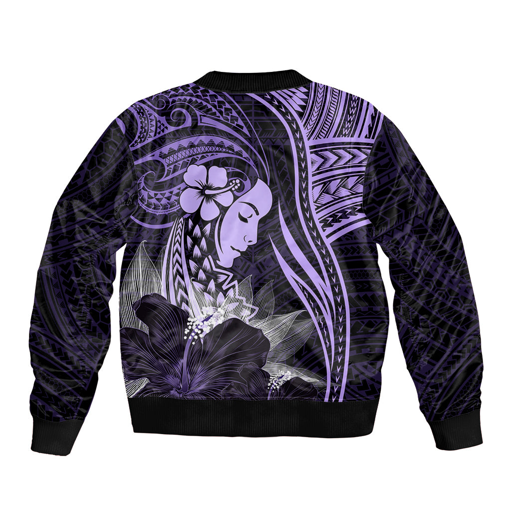 Polynesian Women Day 2024 Bomber Jacket Hibiscus Girl Tribal LT01 - Polynesian Pride
