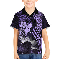 Polynesian Women Day 2024 Family Matching Off Shoulder Short Dress and Hawaiian Shirt Hibiscus Girl Tribal LT01 Son's Shirt Purple - Polynesian Pride