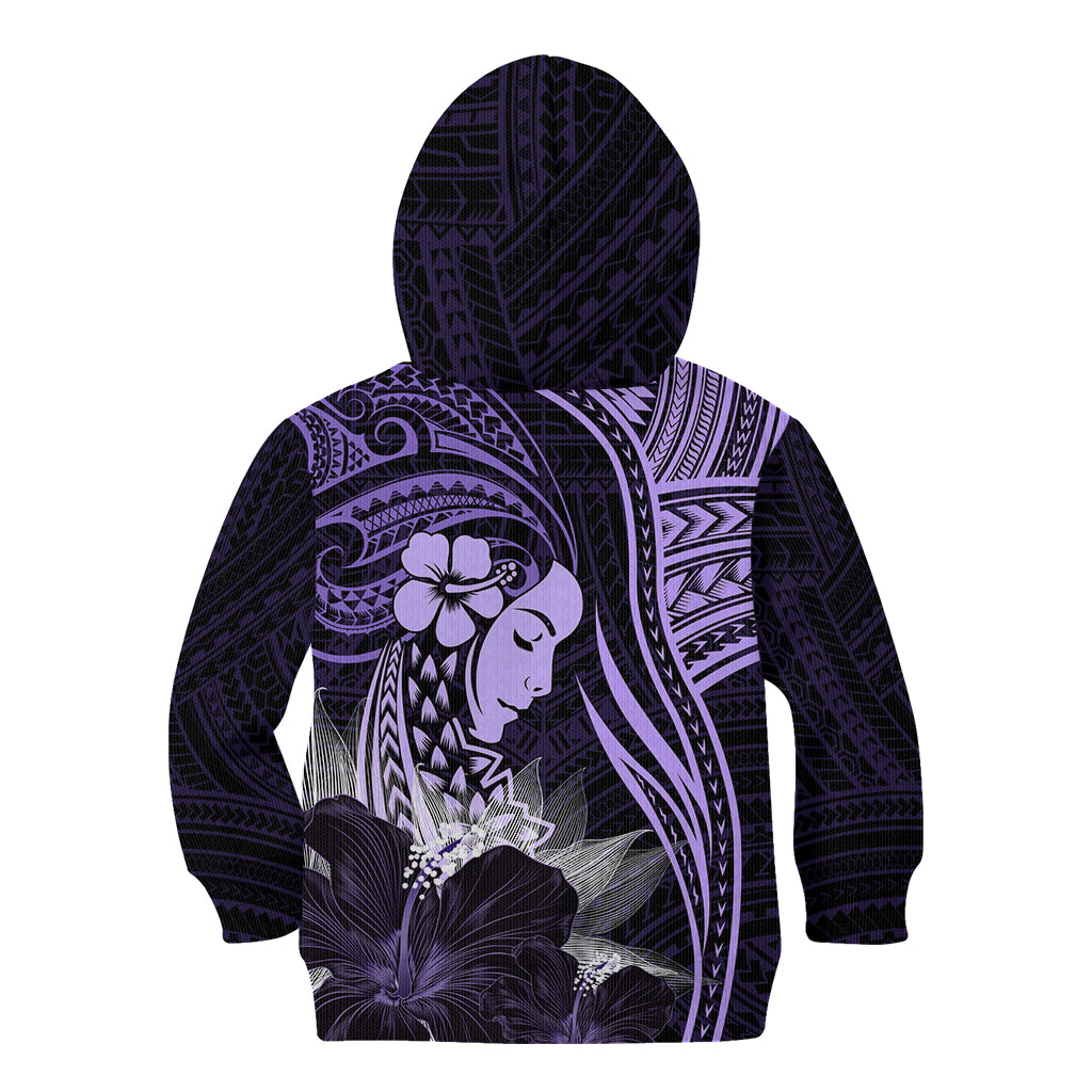 Polynesian Women Day 2024 Kid Hoodie Hibiscus Girl Tribal LT01 - Polynesian Pride