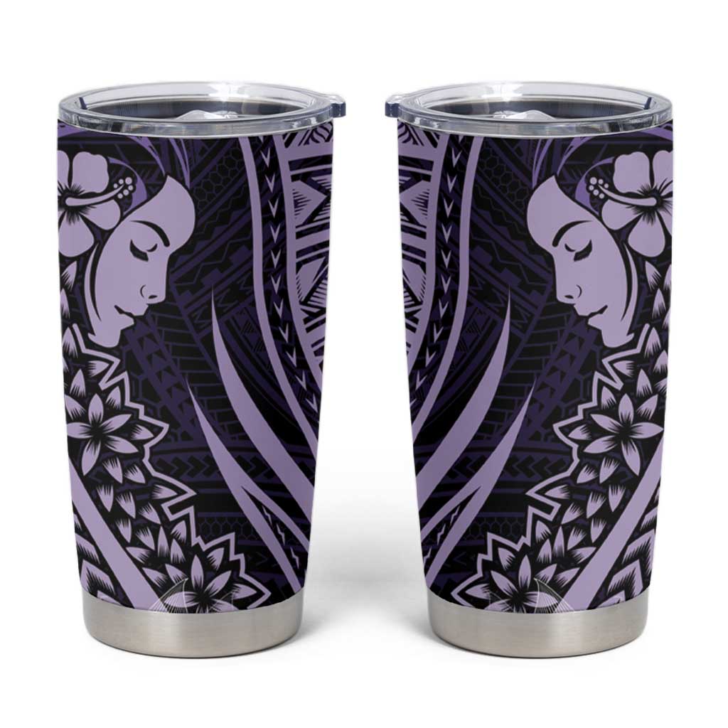 Polynesian Women Day 2024 Tumbler Cup Hibiscus Girl Tribal LT01 Purple - Polynesian Pride