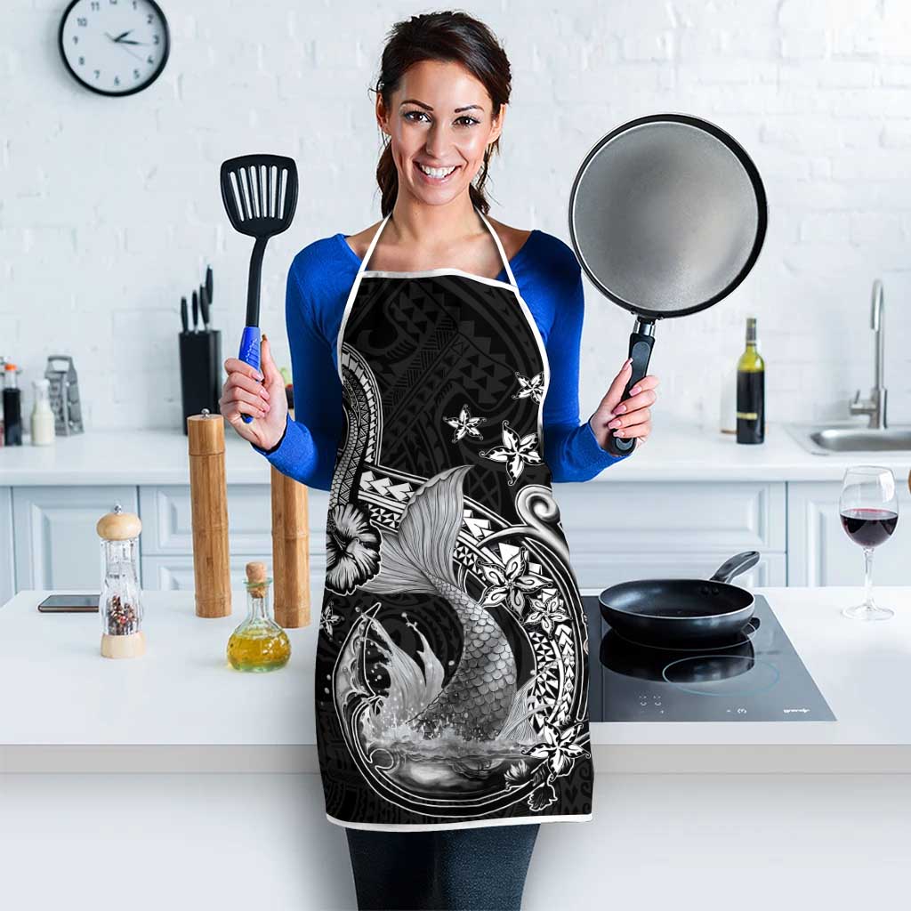 Hawaii Mermaid Monotone Apron Polynesian Pattern Fish Hook