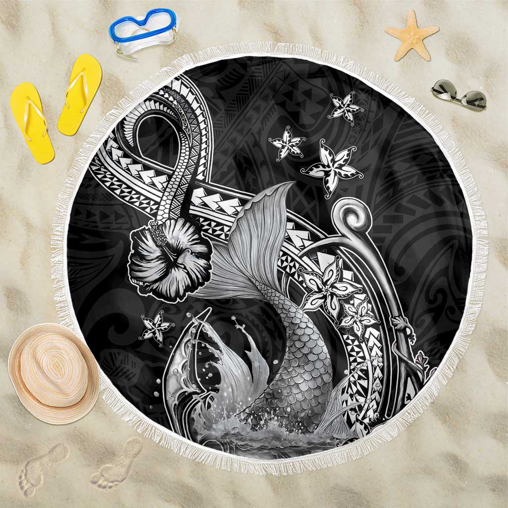 Hawaii Mermaid Monotone Beach Blanket Polynesian Pattern Fish Hook