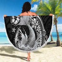 Hawaii Mermaid Monotone Beach Blanket Polynesian Pattern Fish Hook