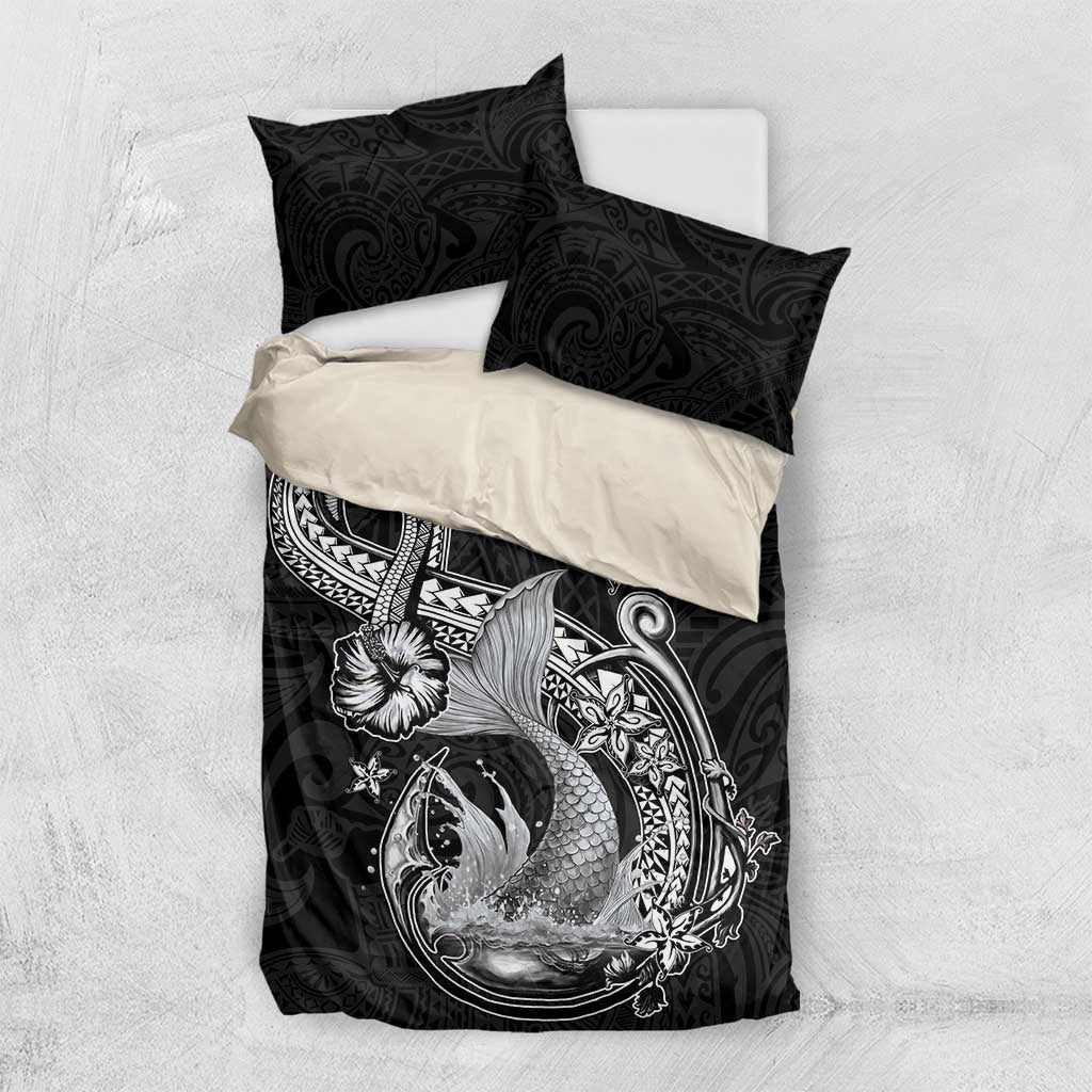 Hawaii Mermaid Monotone Bedding Set Polynesian Pattern Fish Hook