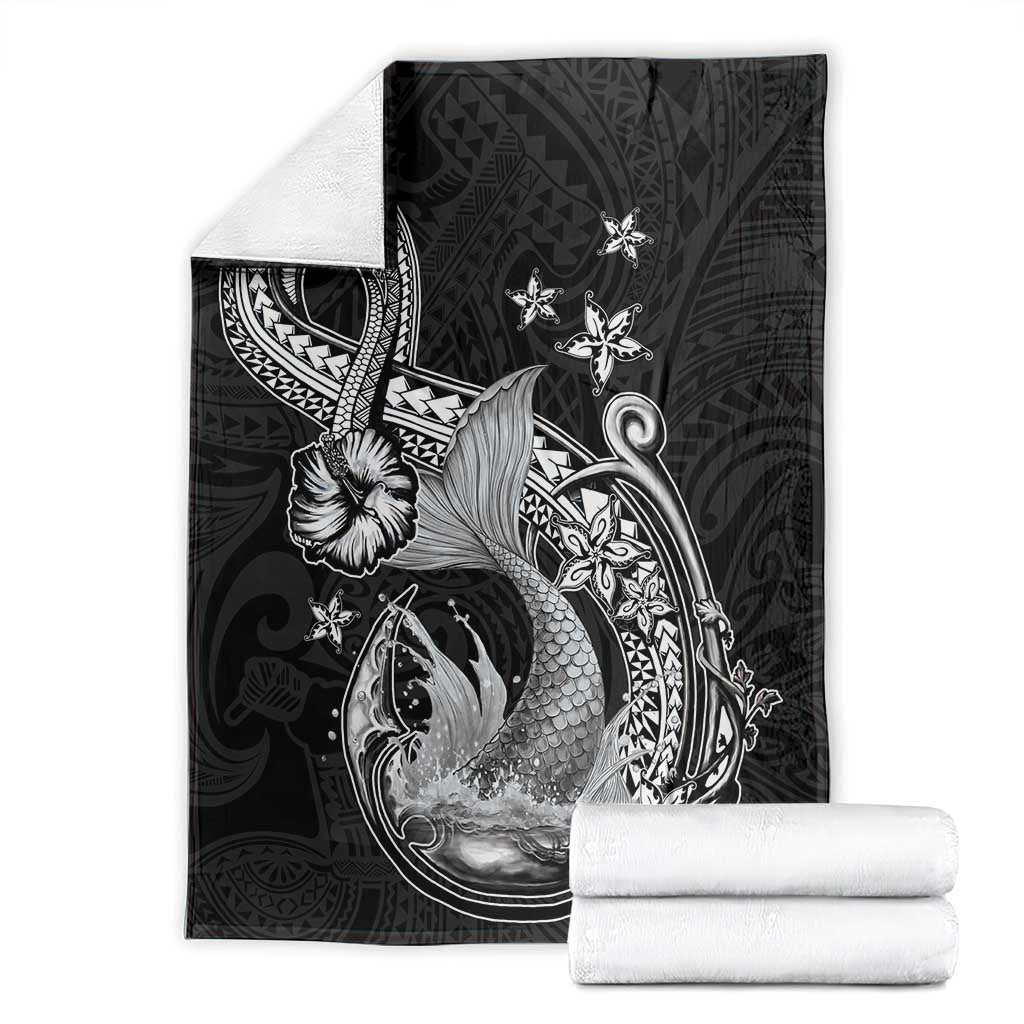 Hawaii Mermaid Monotone Blanket Polynesian Pattern Fish Hook