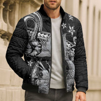Hawaii Mermaid Monotone Bomber Puffer Jacket Polynesian Pattern Fish Hook