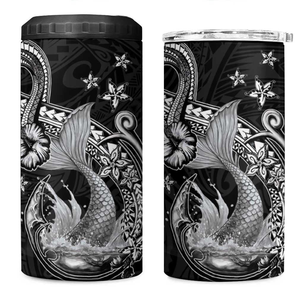 Hawaii Mermaid Monotone 4 in 1 Can Cooler Tumbler Polynesian Pattern Fish Hook LT01 One Size: 16 oz Black - Polynesian Pride
