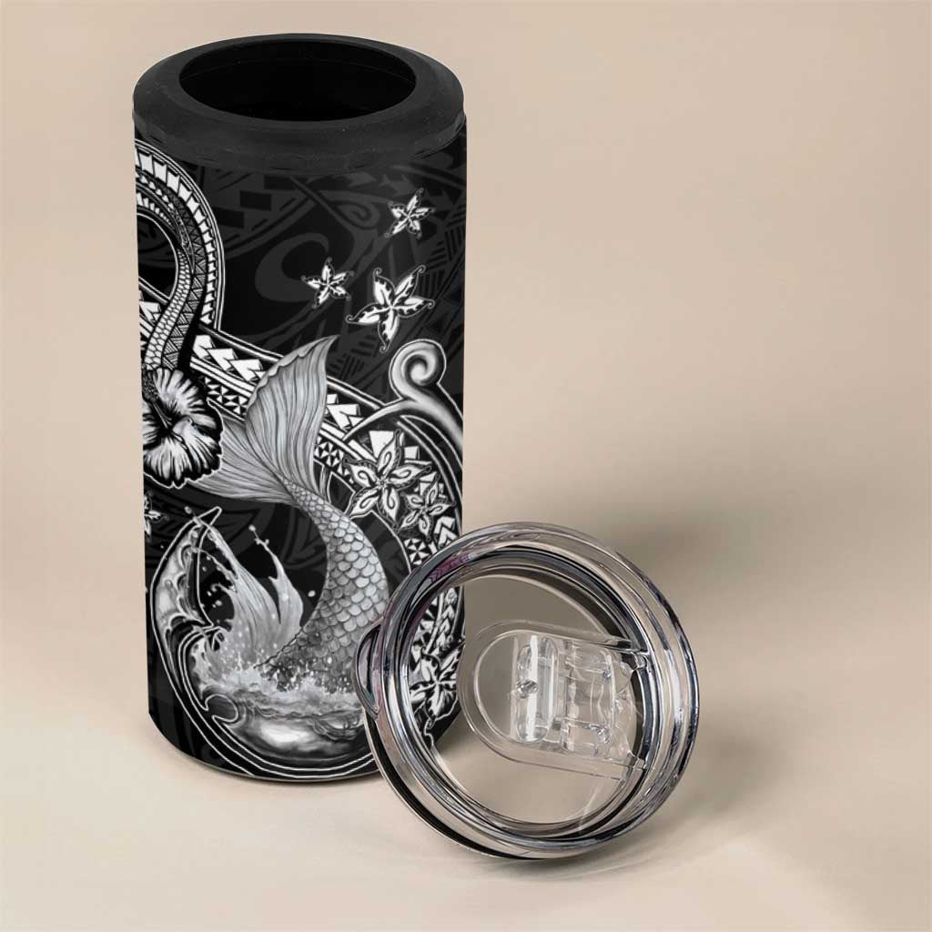 Hawaii Mermaid Monotone 4 in 1 Can Cooler Tumbler Polynesian Pattern Fish Hook LT01 - Polynesian Pride