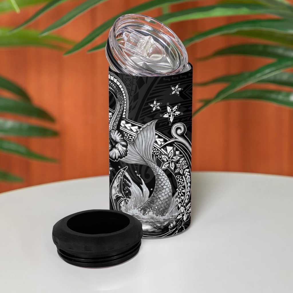 Hawaii Mermaid Monotone 4 in 1 Can Cooler Tumbler Polynesian Pattern Fish Hook LT01 - Polynesian Pride
