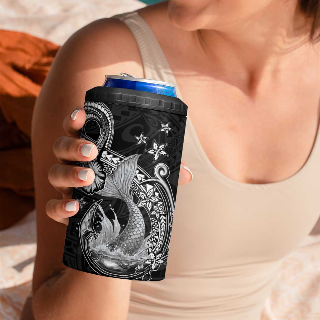 Hawaii Mermaid Monotone 4 in 1 Can Cooler Tumbler Polynesian Pattern Fish Hook LT01 - Polynesian Pride