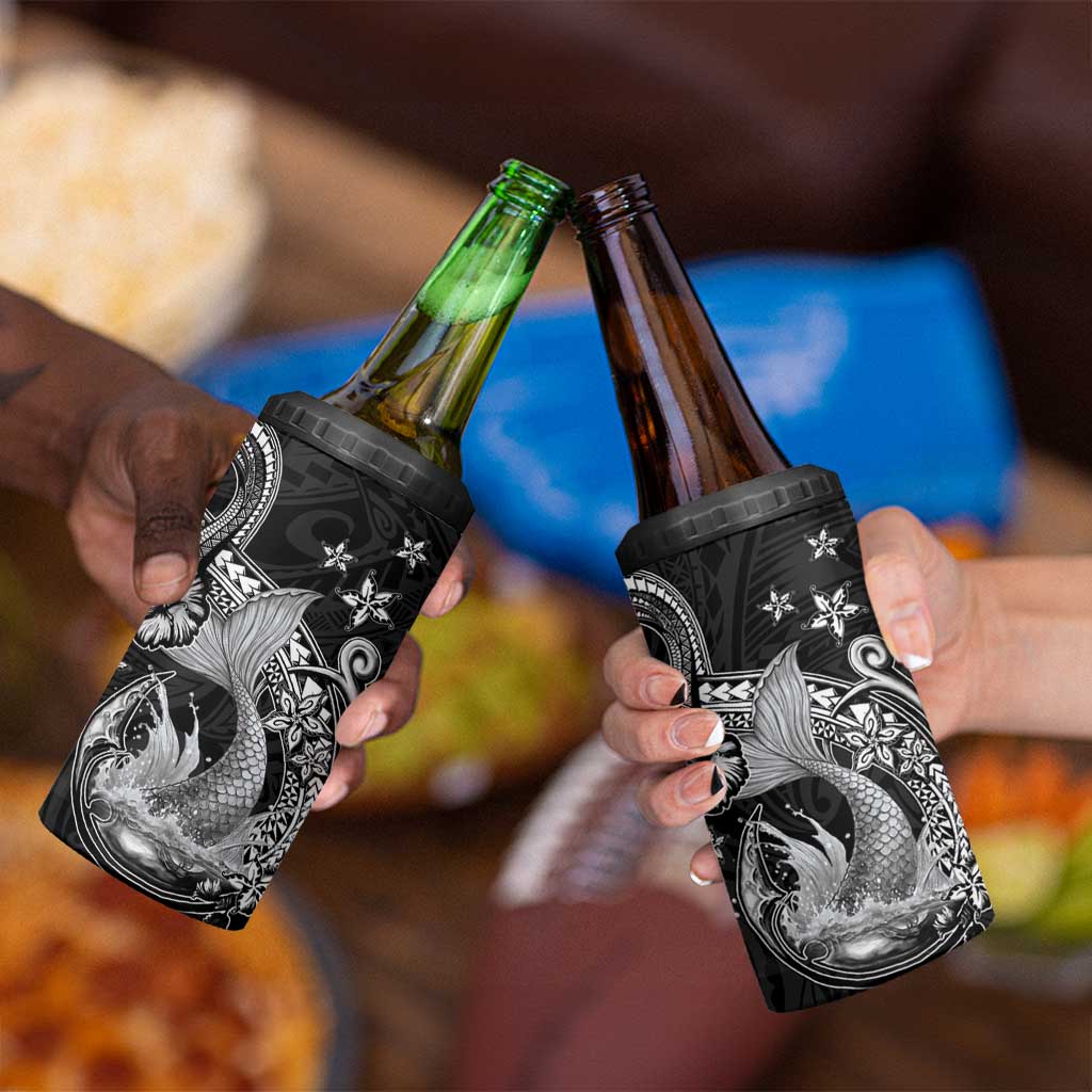Hawaii Mermaid Monotone 4 in 1 Can Cooler Tumbler Polynesian Pattern Fish Hook LT01 - Polynesian Pride