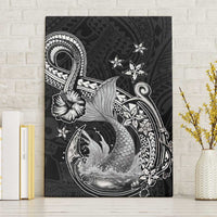 Hawaii Mermaid Monotone Canvas Wall Art Polynesian Pattern Fish Hook