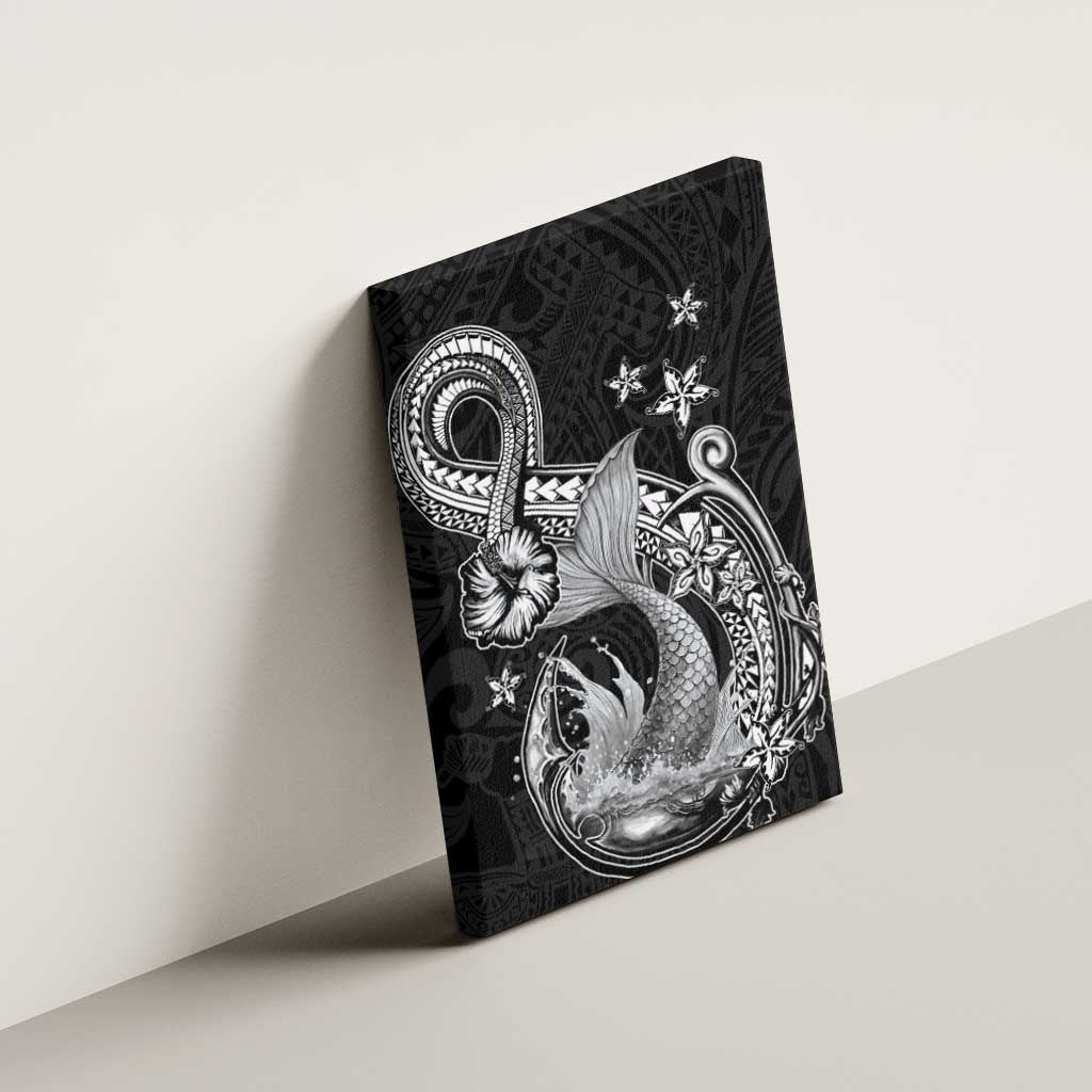 Hawaii Mermaid Monotone Canvas Wall Art Polynesian Pattern Fish Hook