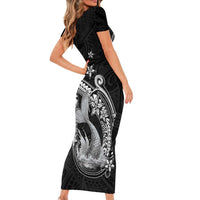 Hawaii Mermaid Monotone Family Matching Short Sleeve Bodycon Dress and Hawaiian Shirt Polynesian Pattern Fish Hook LT01 - Polynesian Pride