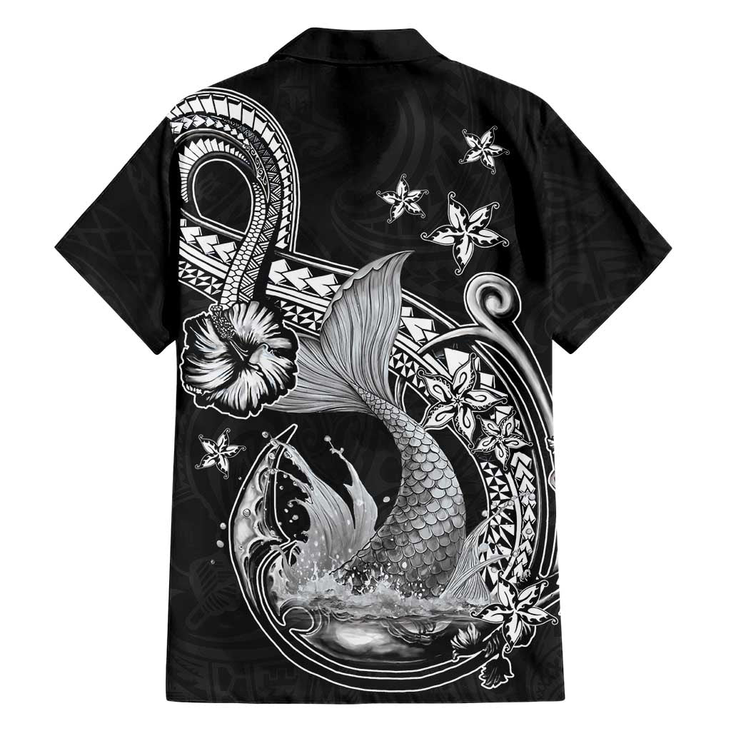 Hawaii Mermaid Monotone Hawaiian Shirt Polynesian Pattern Fish Hook