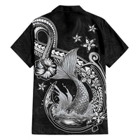Hawaii Mermaid Monotone Hawaiian Shirt Polynesian Pattern Fish Hook